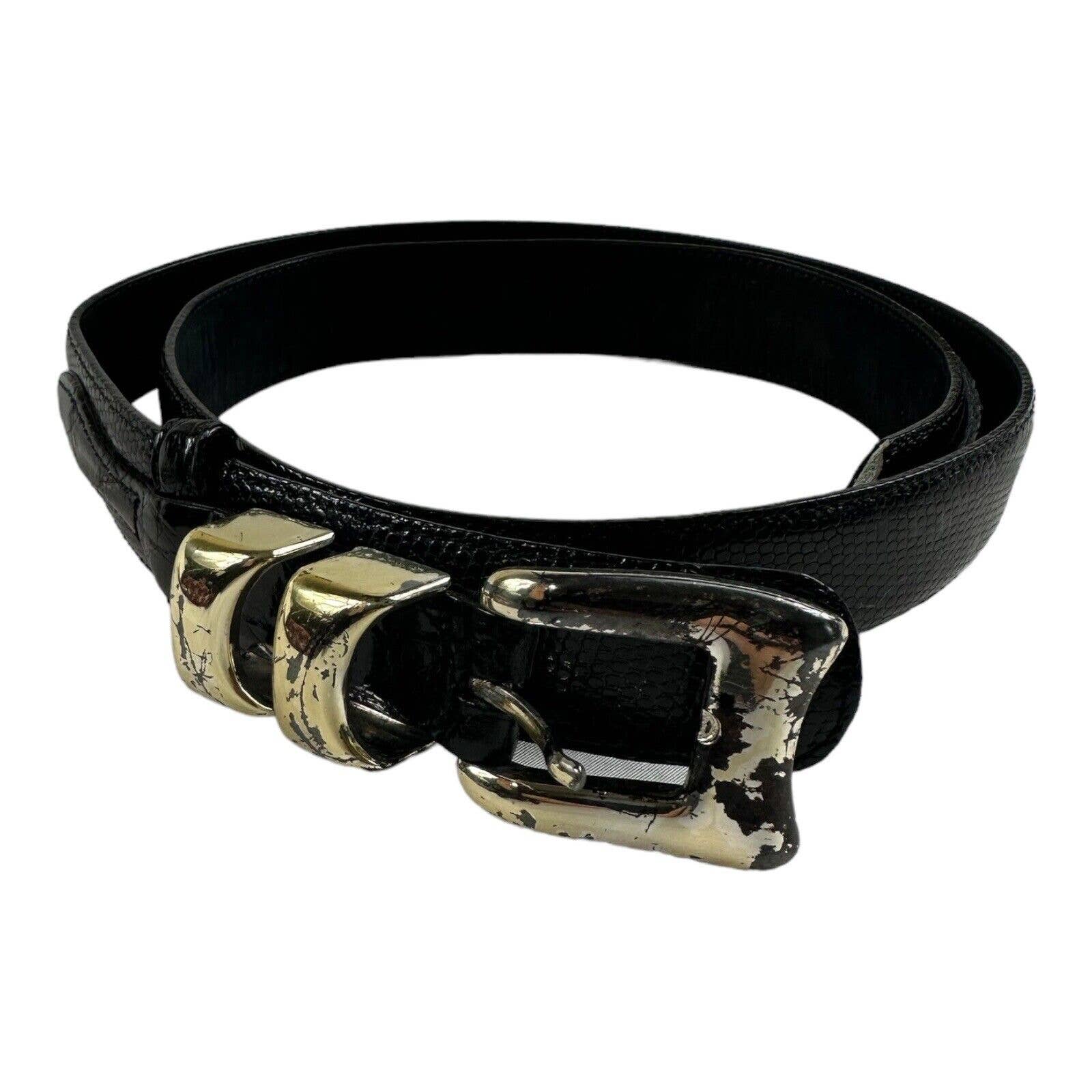 Neiman Marcus Crocodile Lizard Mens Black Belt Size 38 Excellent