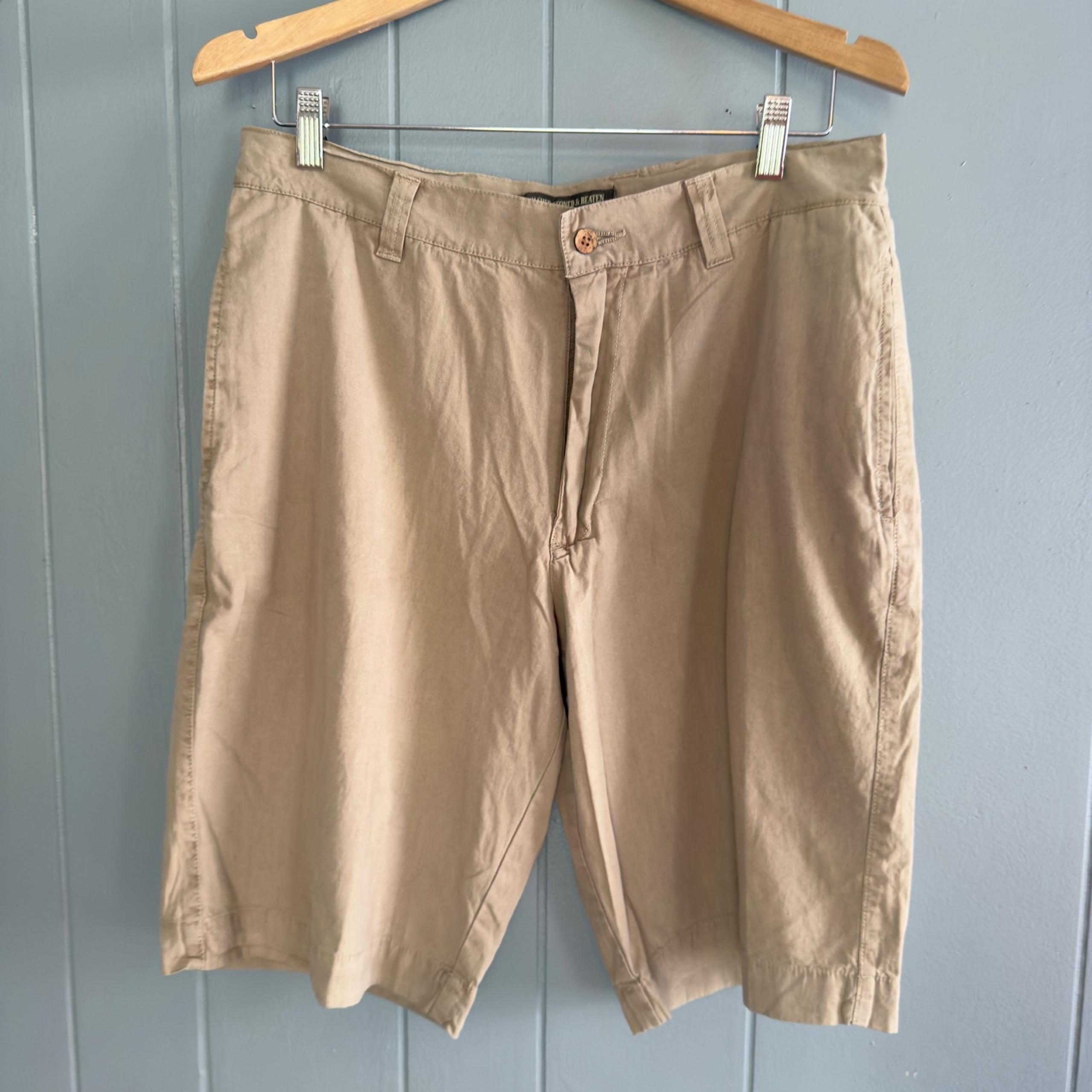 Berle Cotton Chino Shorts Men's 33 Flat Front Khaki Vintage Lined $90 MSRP