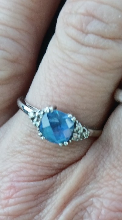 Ladies Sapphire and diamond ring 10k white gold