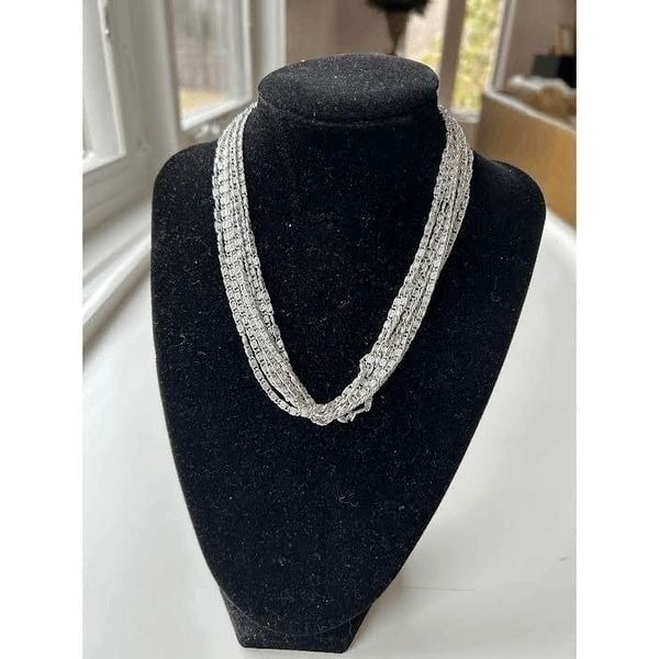 Vintage Sarah Cov. Beautiful Multi-Strand Greek Key Link Evening Necklace