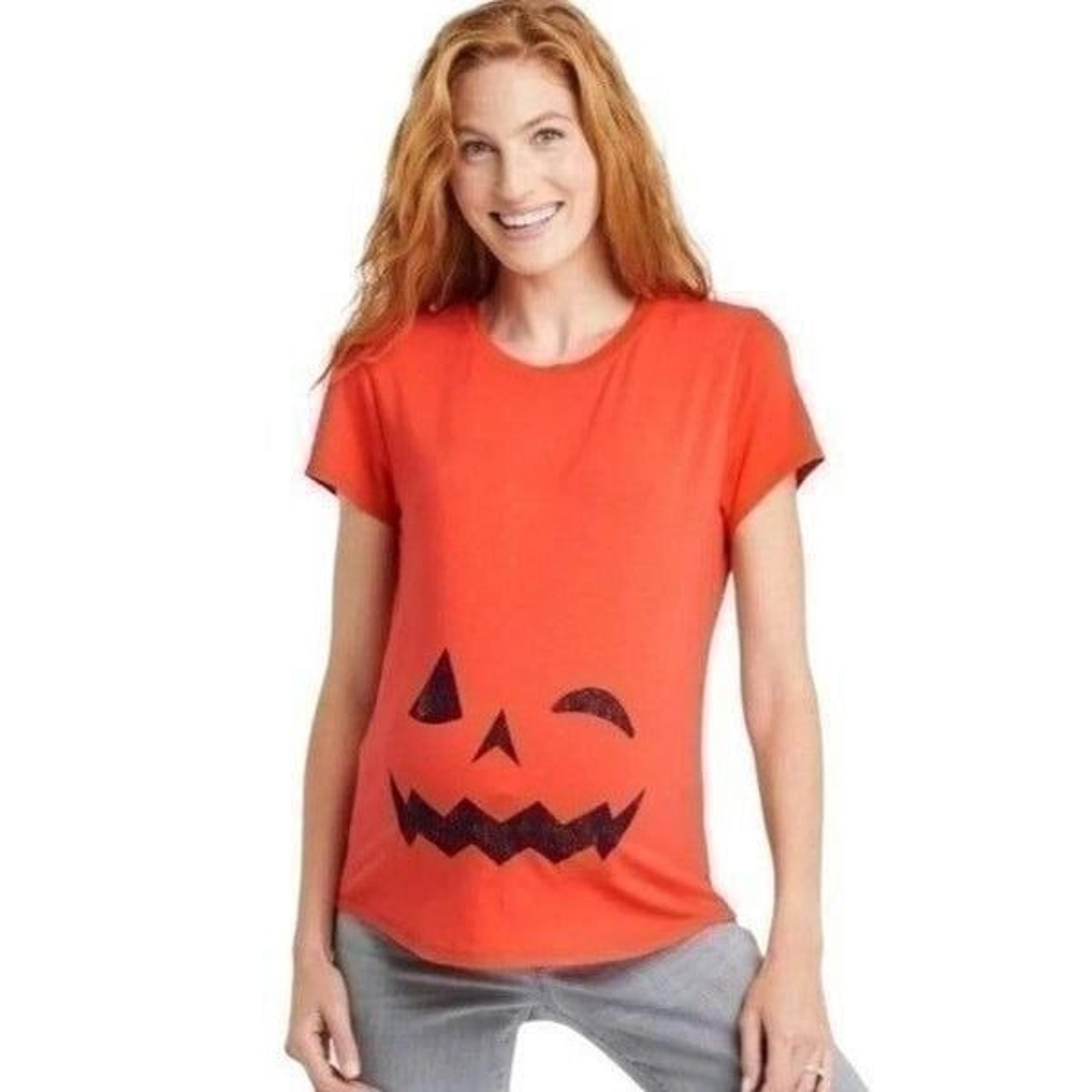 Ingrid & Isabel Maternity Pumpkin Graphic Tee T-Shirt Size XS New
