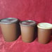 Vintage Tupperware Nesting Canisters Set (3) Brown Servalier w/ Lids