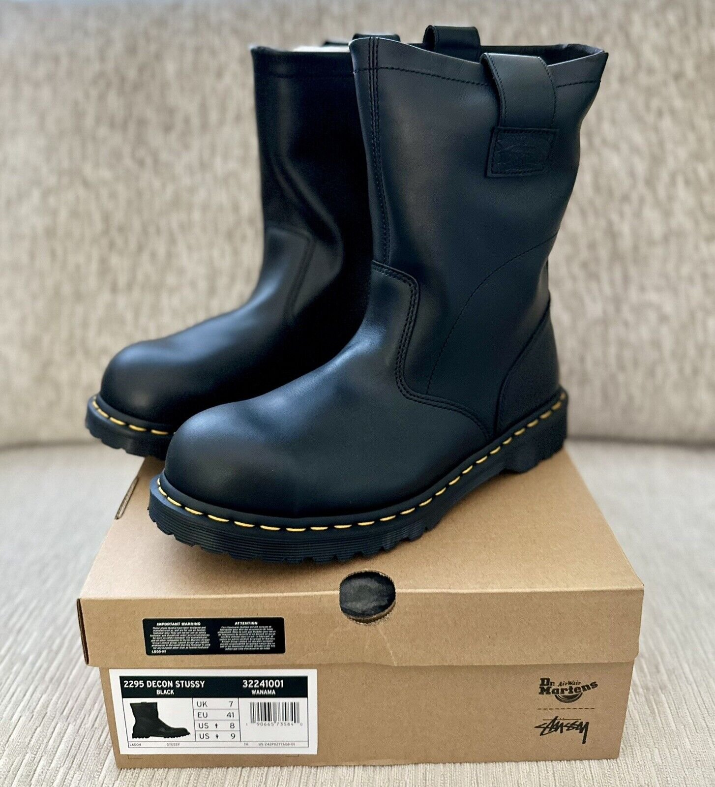 DR MARTENS x STÜSSY​ 2295 Decon Leather Biker Boots Size 8M NEW Ships FAST