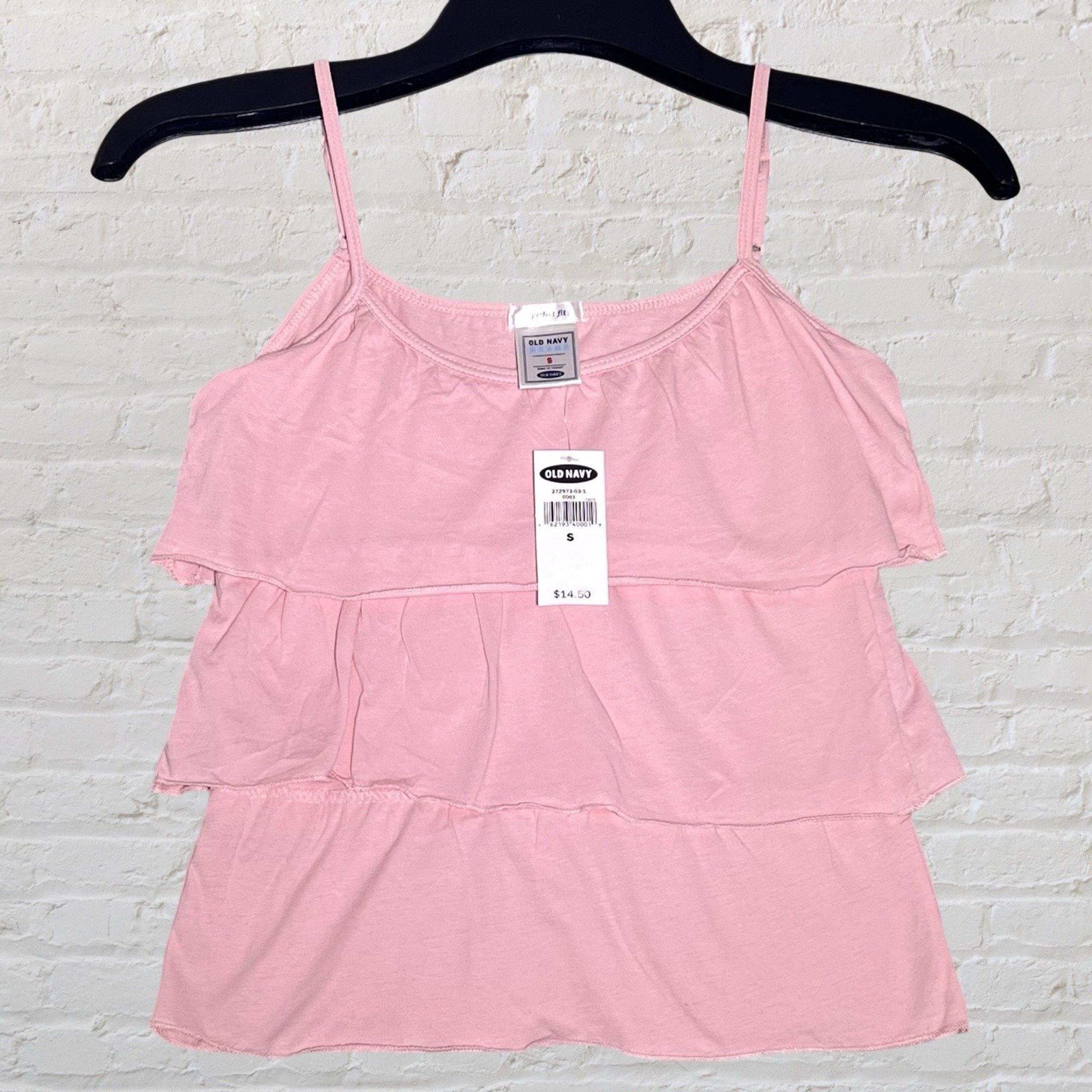 Y2K Old Navy Pink Tiered Swing Cami Tank Top Women Small Boho Festival Flowy NWT