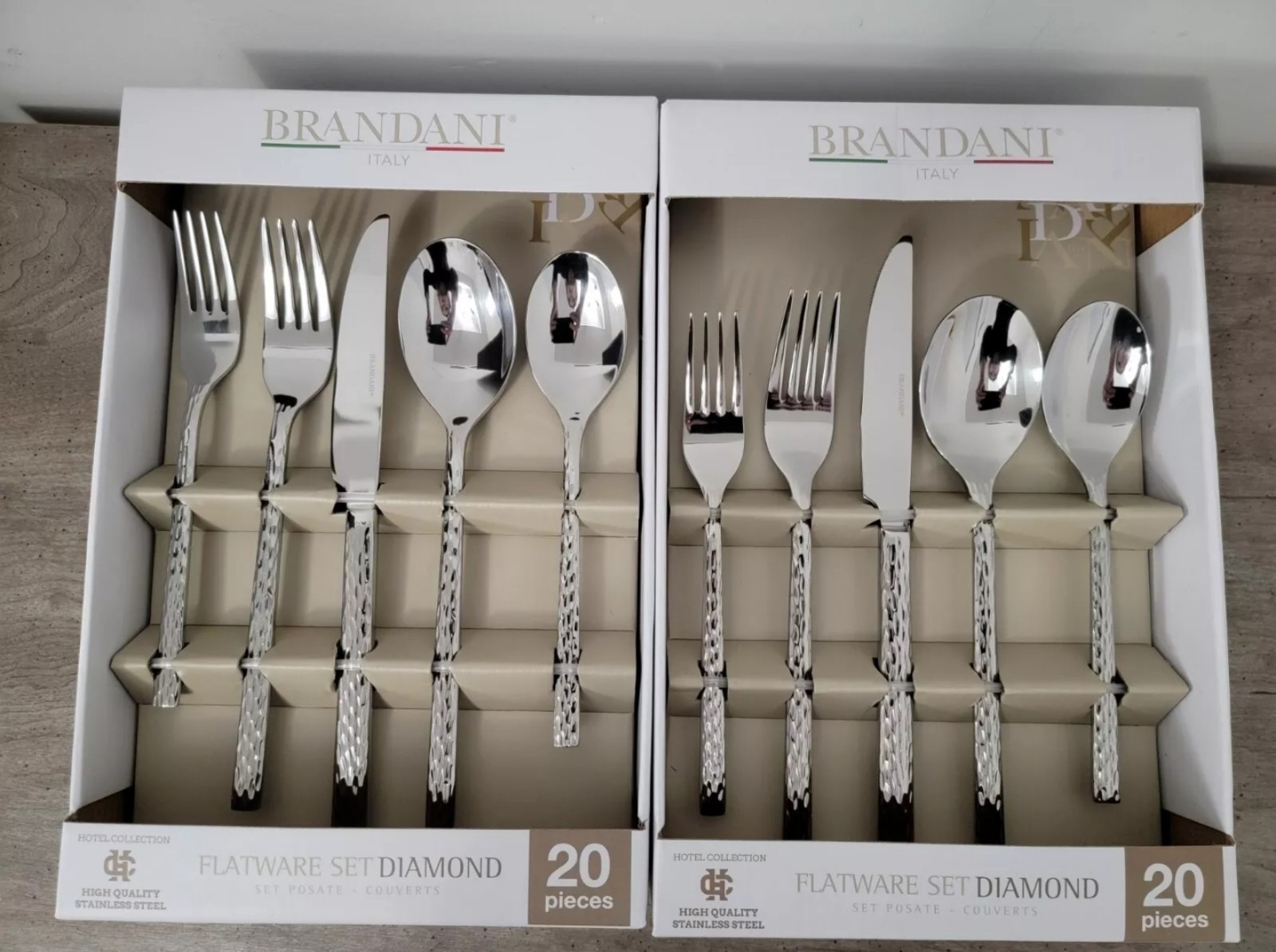 Brandani Italy Diamond Flatware Set 20 pcs Hotel Collection X 2