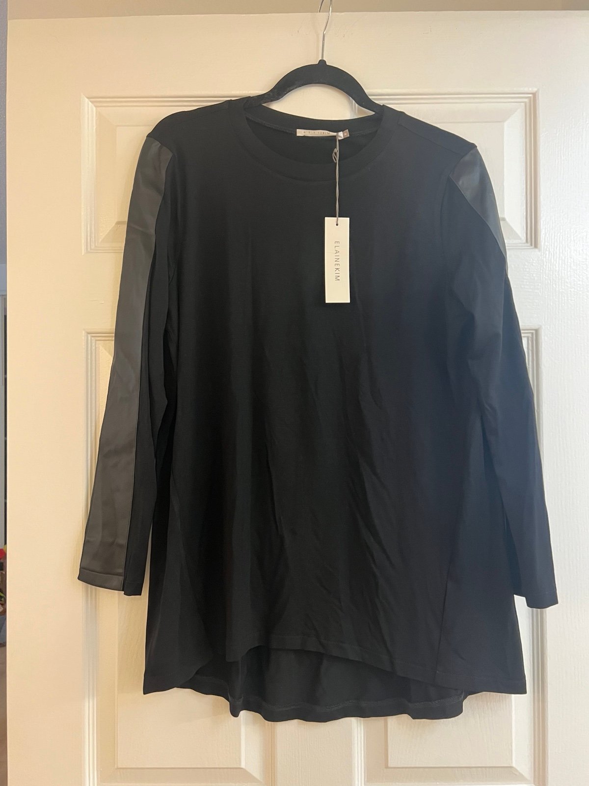 Elaine Kim Roland Leather Sleeve Tunic, NWT, Size M