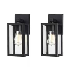 Hukoro Martin 1-Light Matte Black Outdoor Wall Lantern Sconces (2-Pack)
