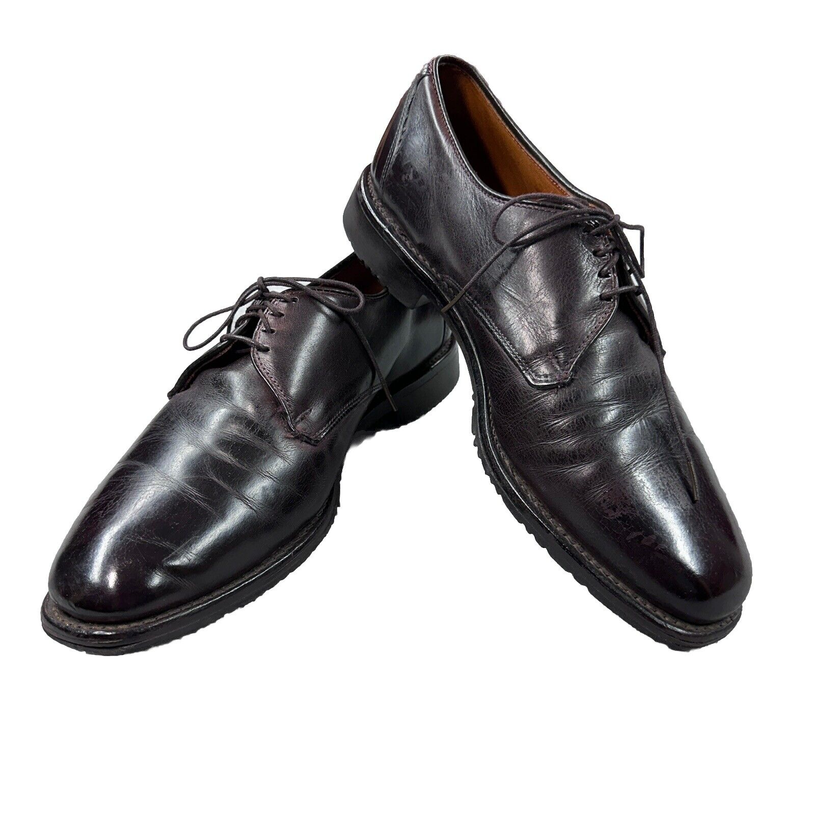 Allen Edmonds Joplin Dark Brown Leather Loafers 2942 Lace Up Size 8 Square Toed