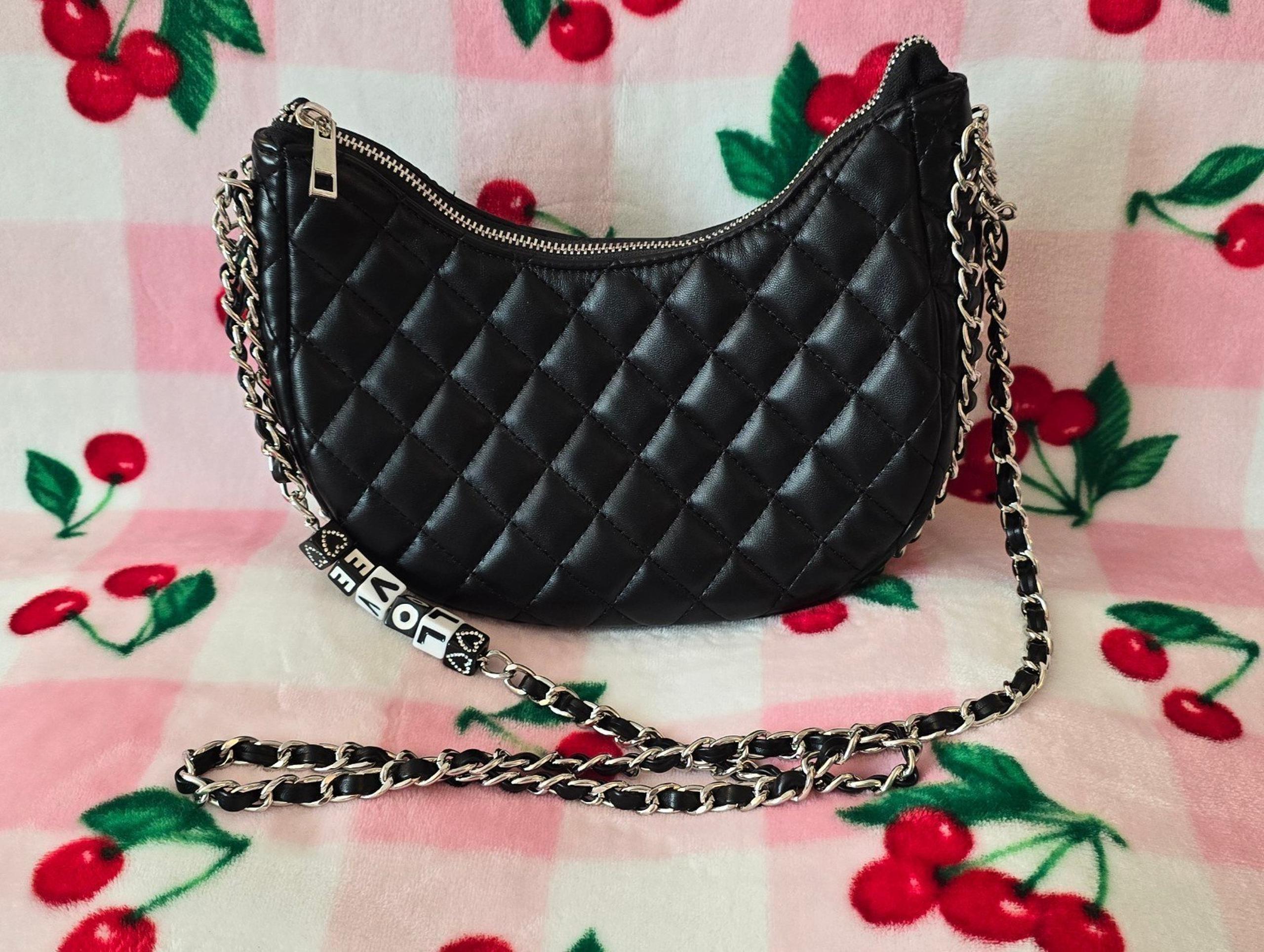 Like Dreams Black Quilted LOVE Chain Crossbody Purse