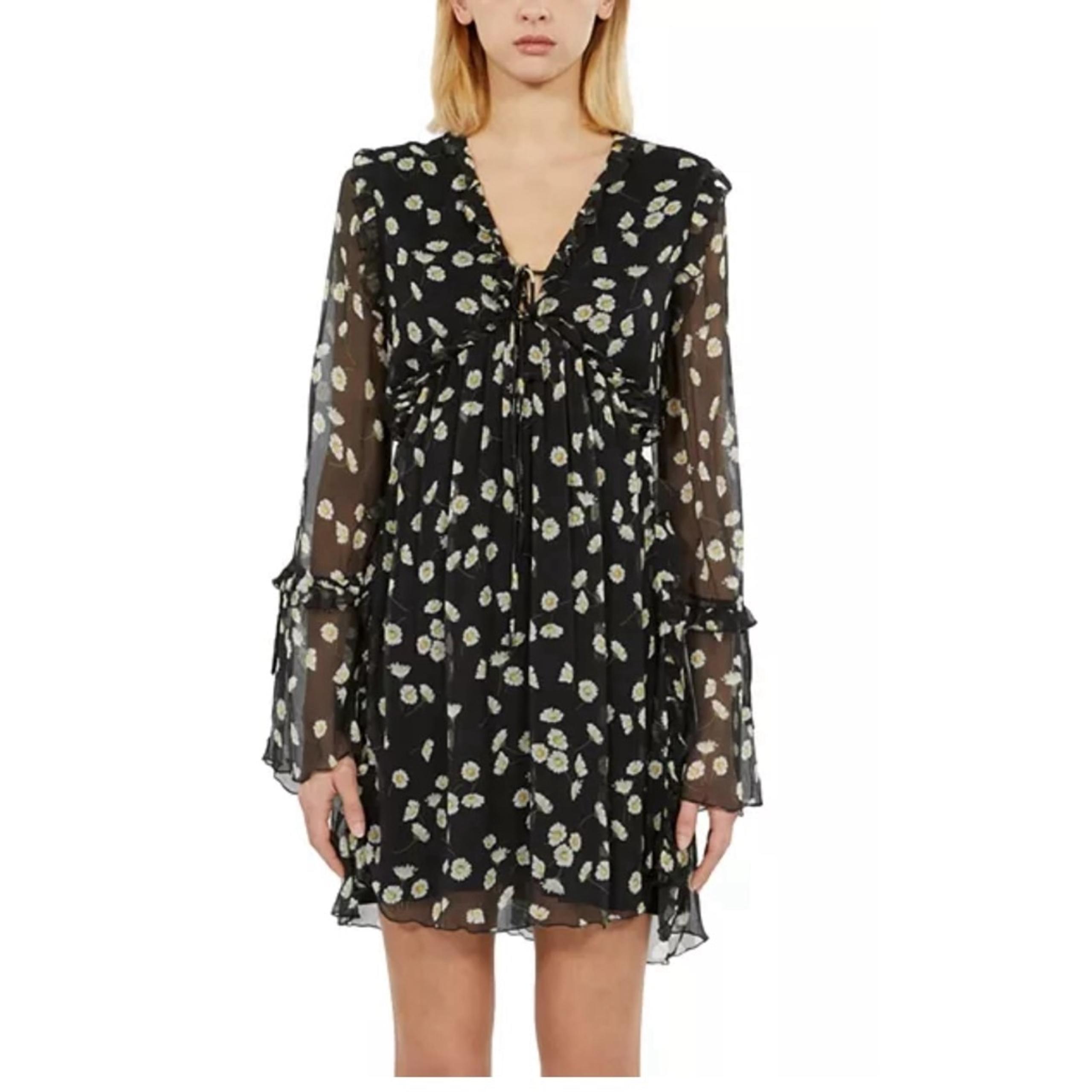 NWT The Kooples Silk Ruffle Mini Dress Daisy Print S
