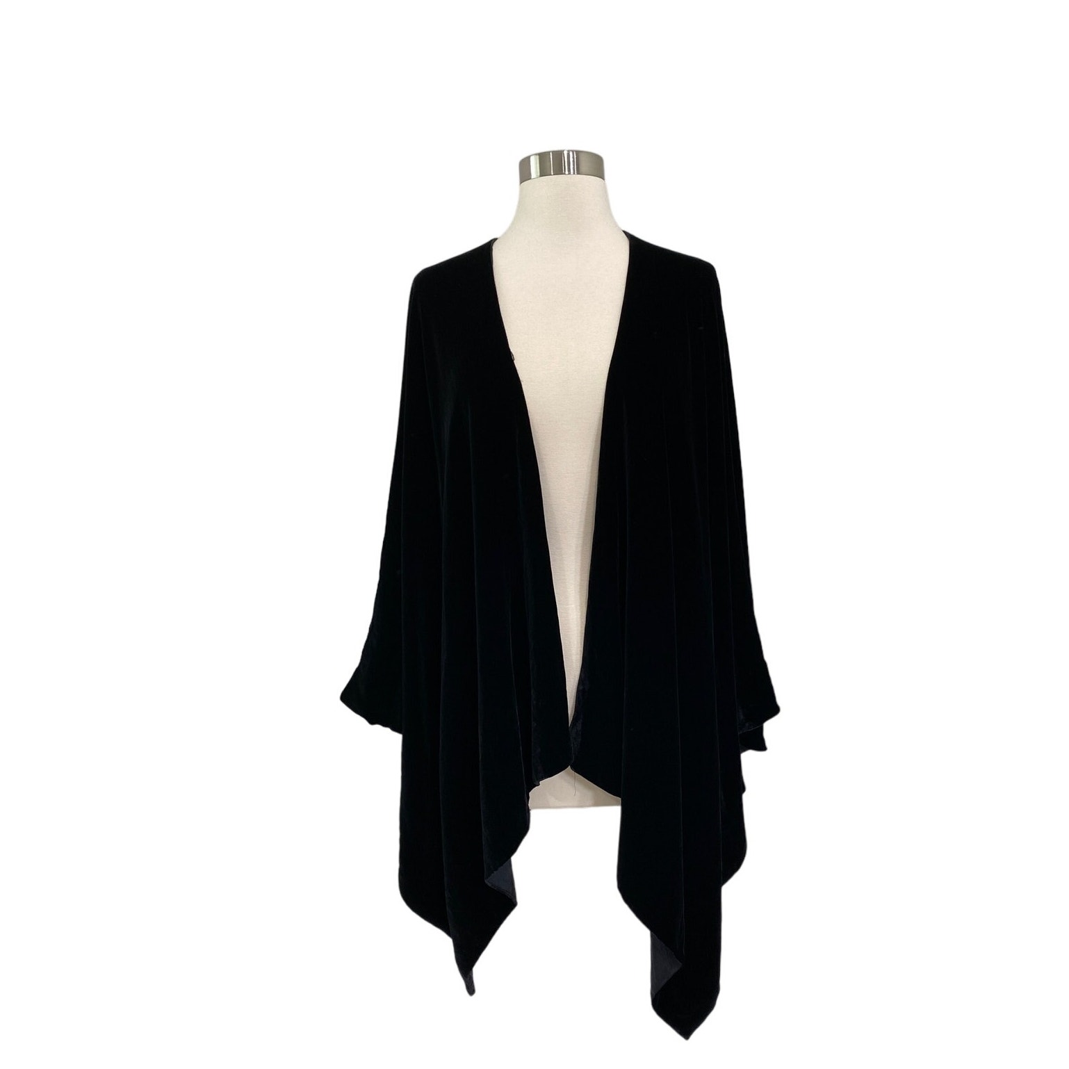 New Vintage Black Velvet Silk Blend Cape by Rena Rowan Womens Size 8 P Poncho