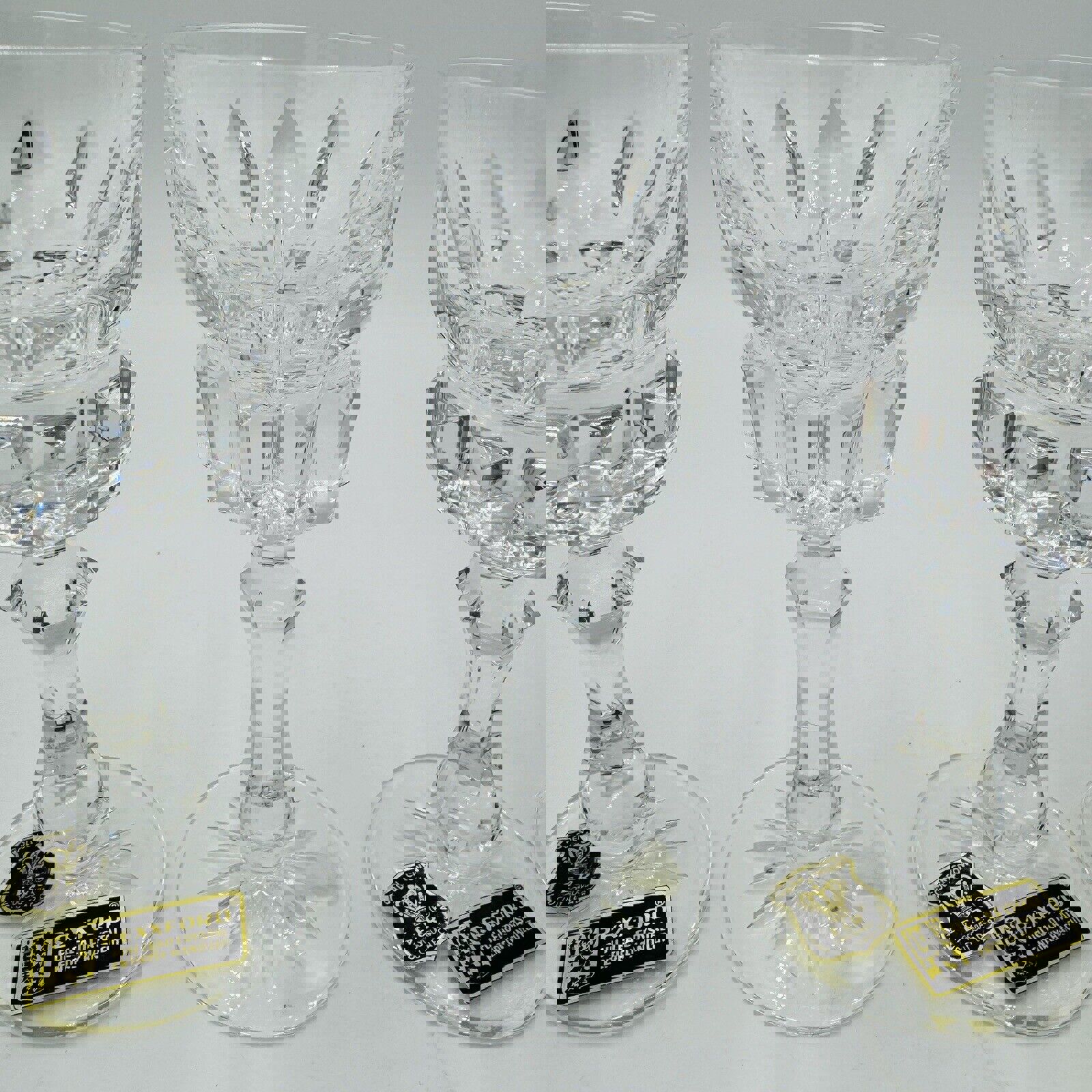 Vintage Rexxford Crystal Golden Crown E&R Yugoslavia Cordial Glasses 5in rare