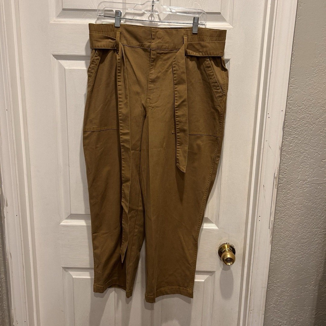 Cabi Discovery Trouser Pants Women’s Size 14 Brown Lyocell Blend Self Belt