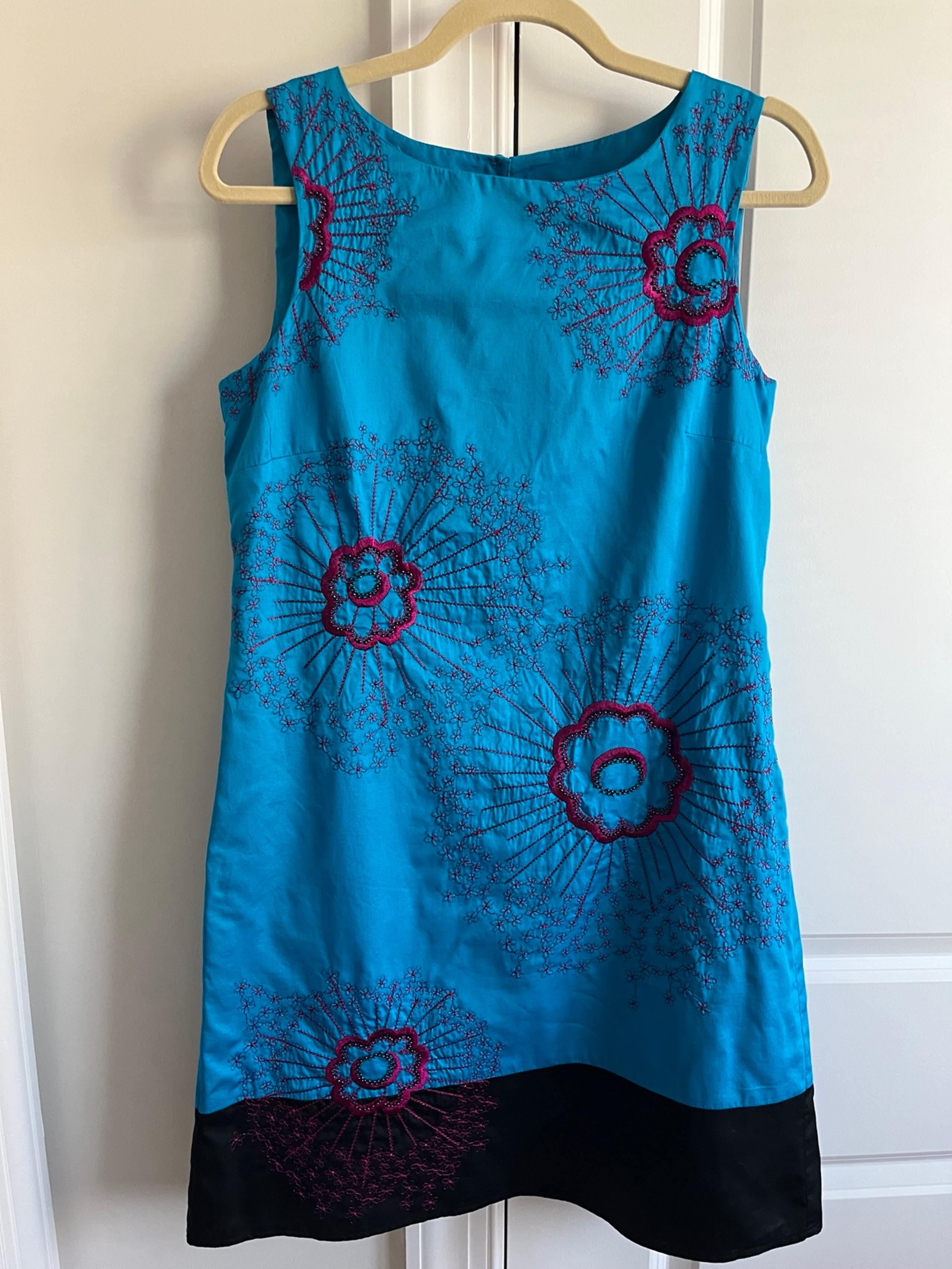 Monsoon Tank Dress with Beaded/Embroidered Detail - Size UK12 (US8)