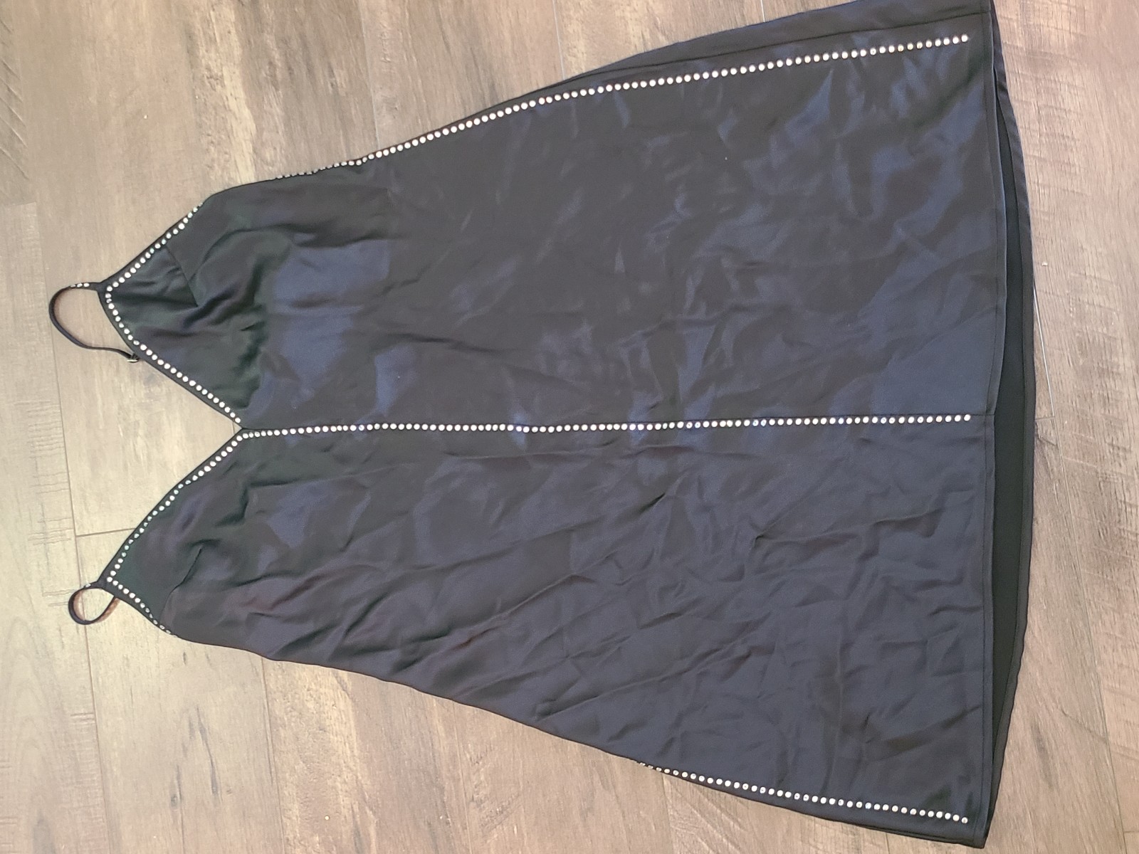 Victoria's Secret Black Satin and Rhinestone Slip SIZE LARGE