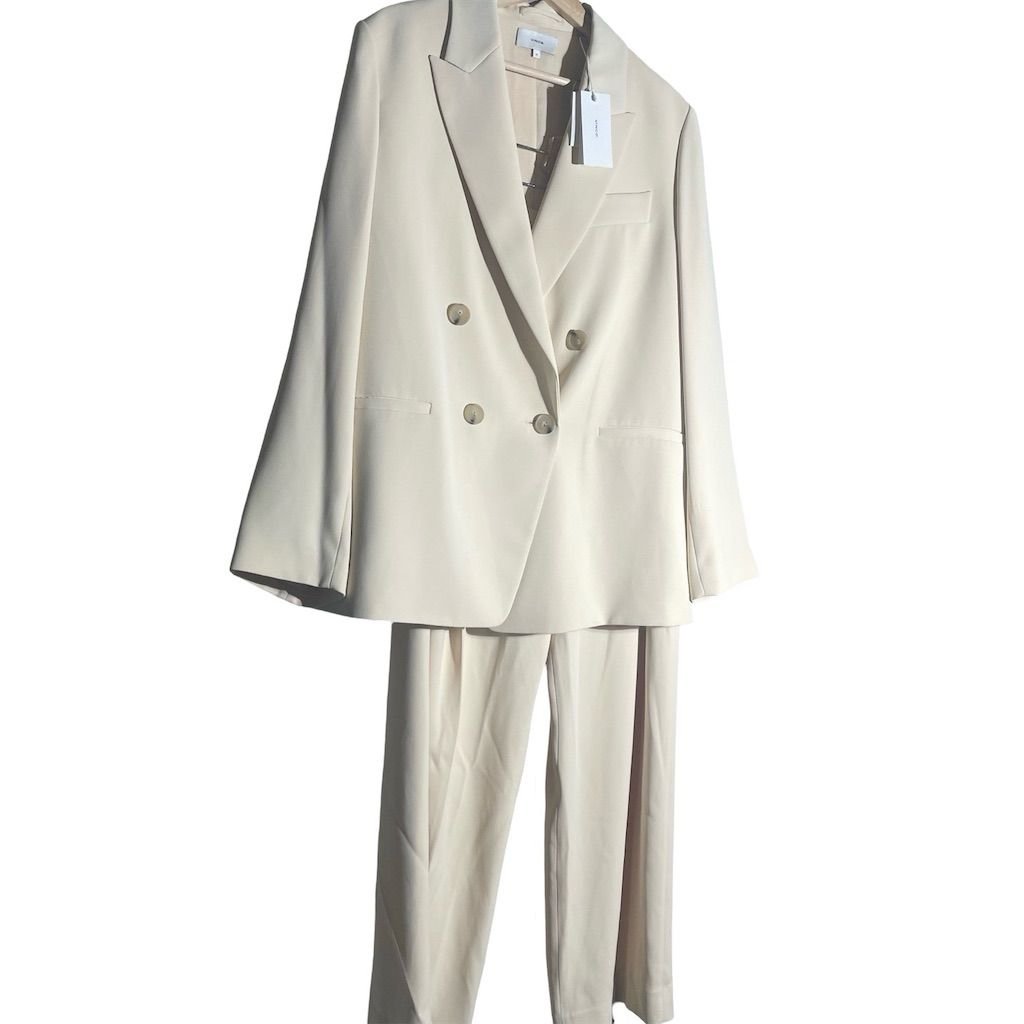 Vince Women's Yellow Double Breasted Blazer & Pant Set Size 12 Formal