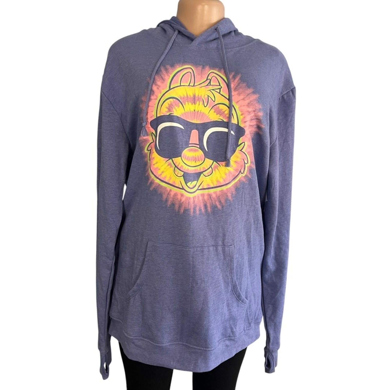 Disney Hoodie Adult Small Purple Chip And Dale Sunglasses Parks Long Sleeve