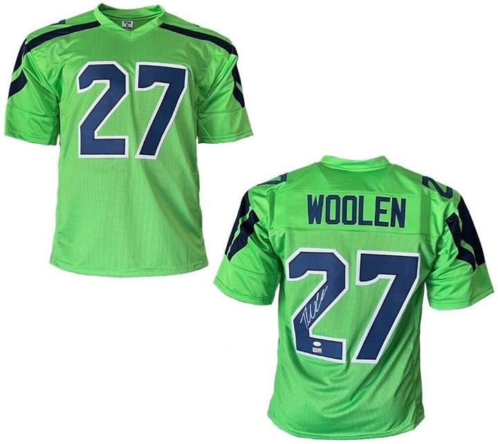 Tariq Woolen Autographed Signed Pro Style Neon Football Jersey JSA