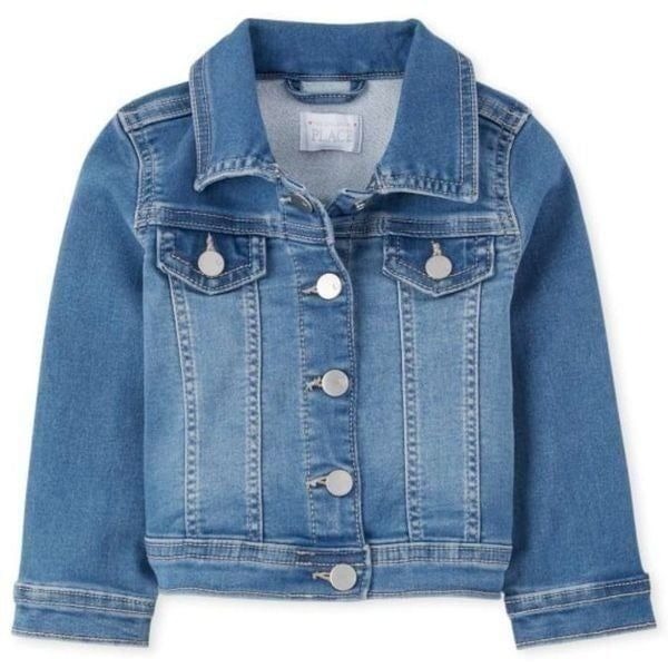 The Children's Place Toddler Girls Blue Front Button Denim Jacket Size 18-24M
