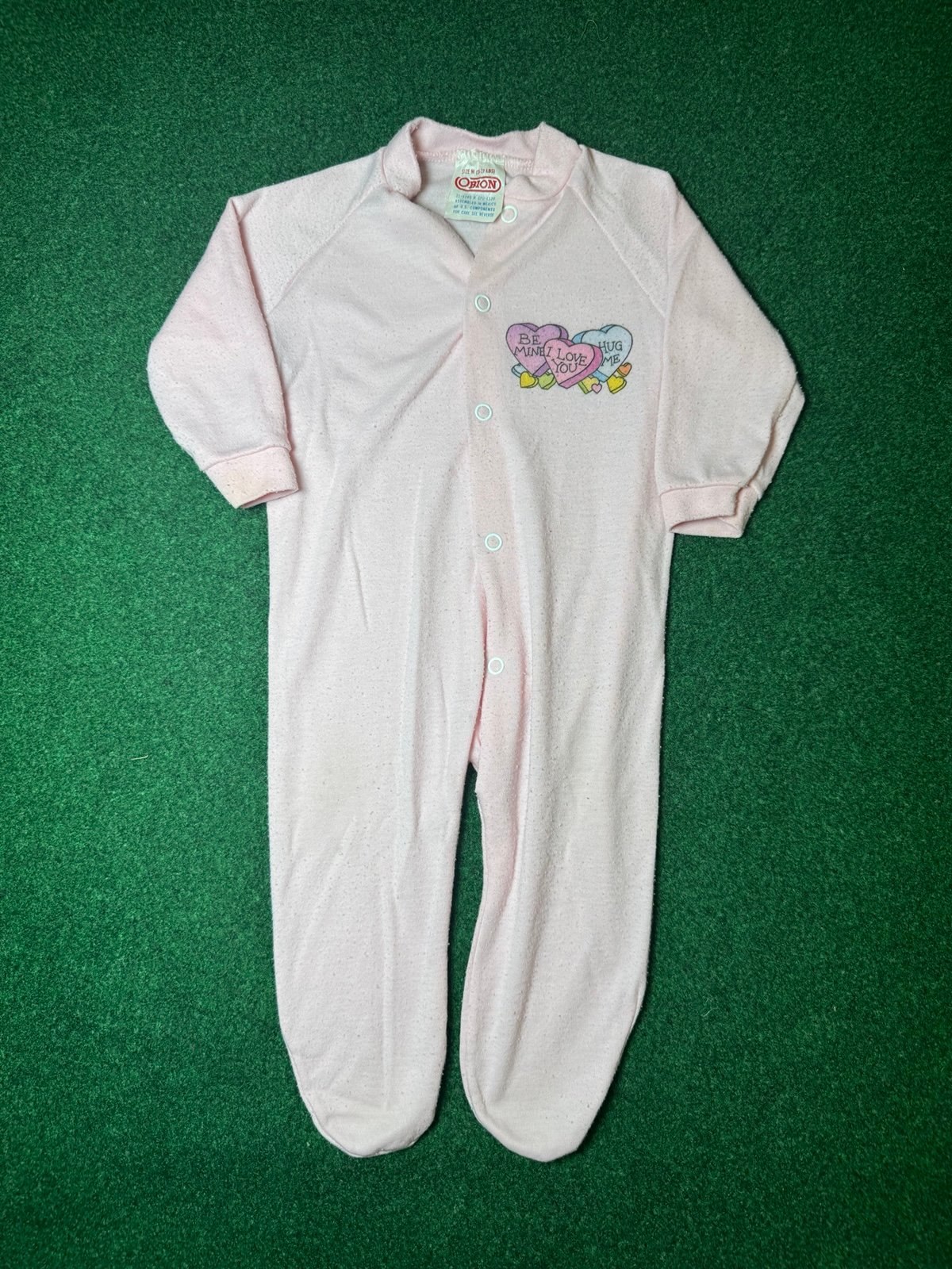 70s/80s Bodysuit Baby Pink 14-17 pounds Be Mine I Love You Hug Me Obion cute