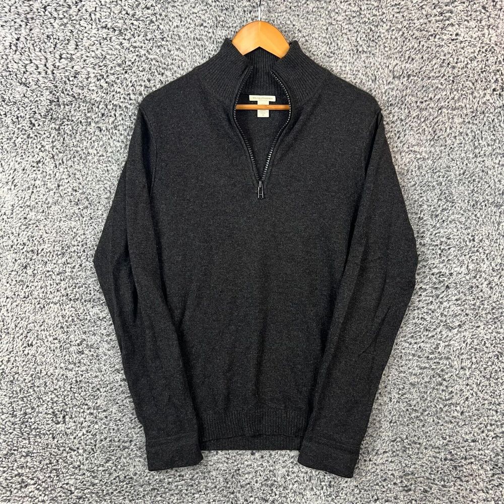 White Warren Sweater Adult Medium Gray 100% Cashmere 1/4 Zip Mock Neck M