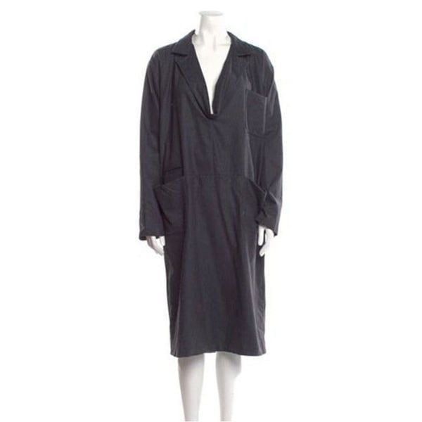 bottega veneta authentic Solid Charcoal Gray Long Sleeve MIDI Dress 42 6 Small