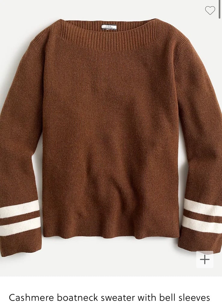 Jcrew Cashmere boatneck sweater with bell sleeves Large