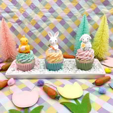 Set of 3 Sweet Treats Easter Resin Faux Cupcakes with Chick, Lamb & Bunny Topper