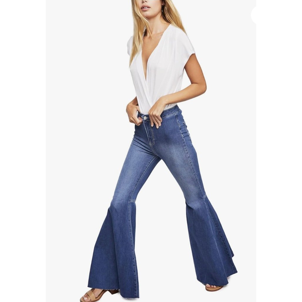 NWT Free People Just Float on Flare Jeans Jericho Blue Super Flare Sz 26