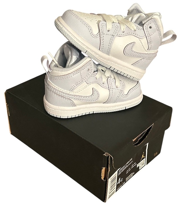 New Jordan 1 Mid Toddler Cobalt Bliss White Size 4C