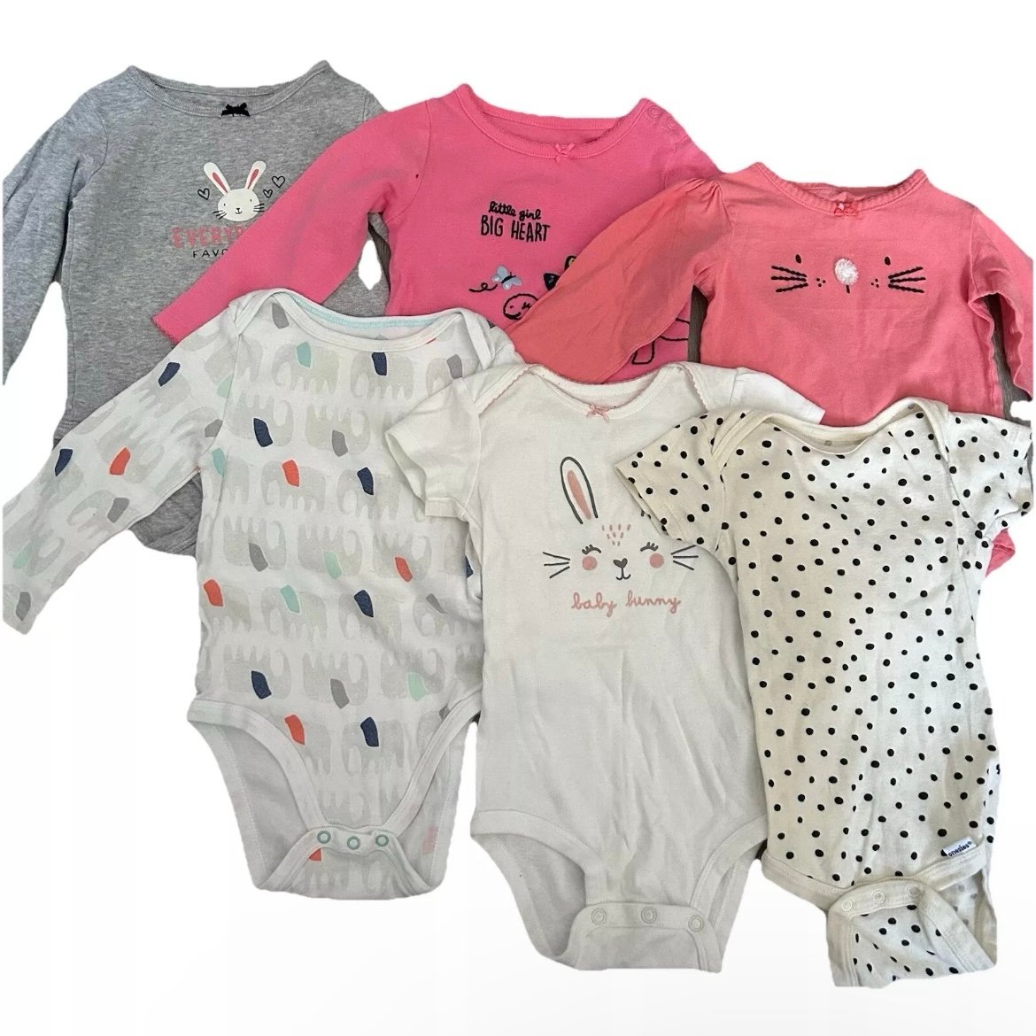 Lot Of 14 Baby Girl Basics Pants And Body Suits Size 12 Months