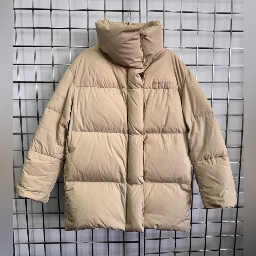 Acne Studios Belted Quilted Cotton-Blend Down Puffer Jacket in Beige - Size 30