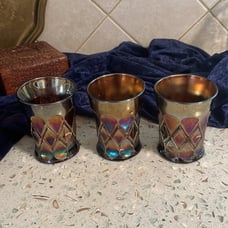 Antique Millersburg Amethyst Radium Carnival Glass Tumblers - Set of 3