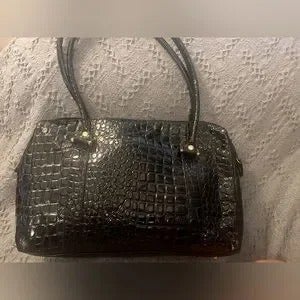 Lord & Tayler Genuine Black real Leather crocodile moc shoulder bag