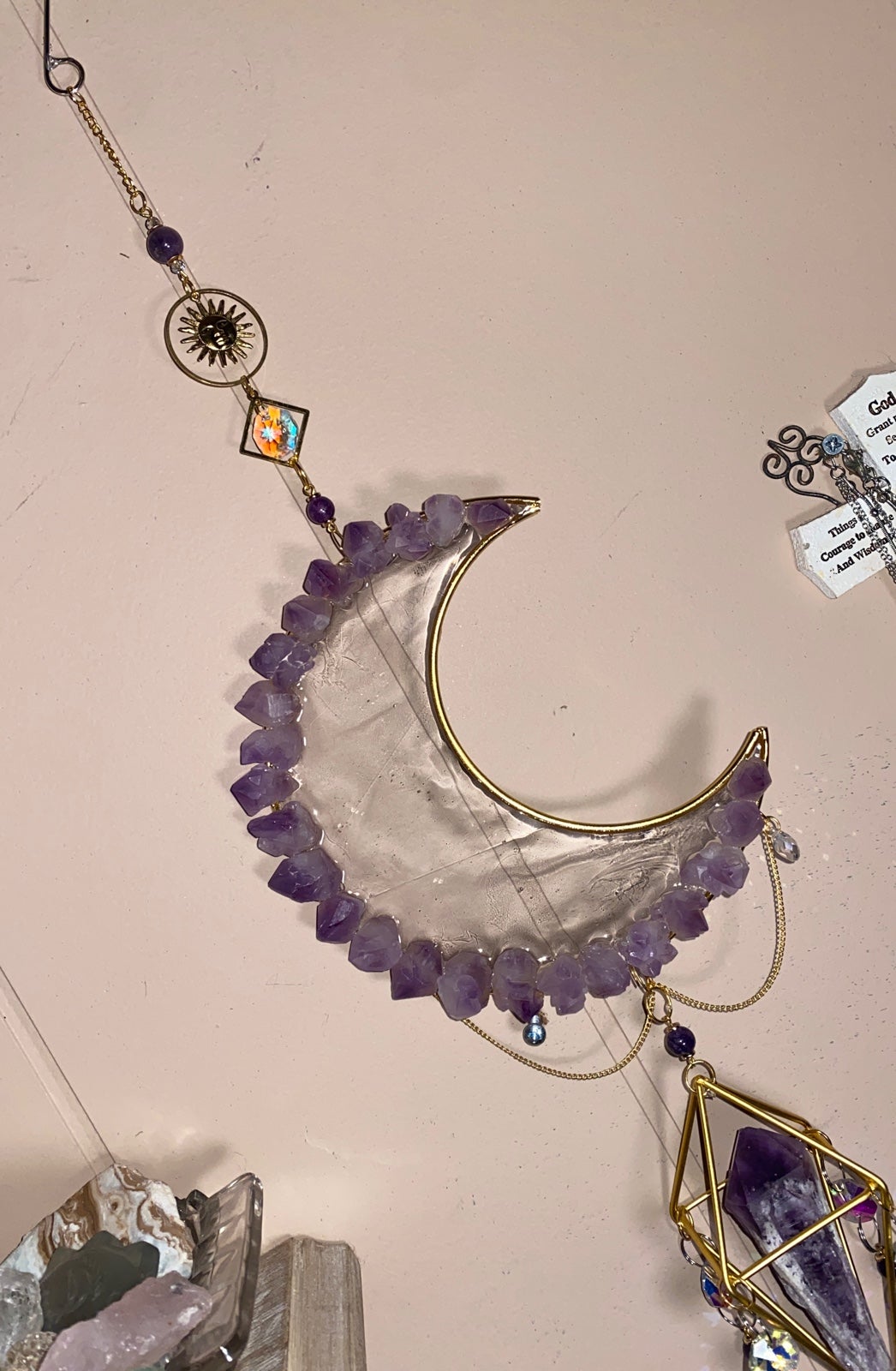 Amethyst Point Moon Sun Catcher