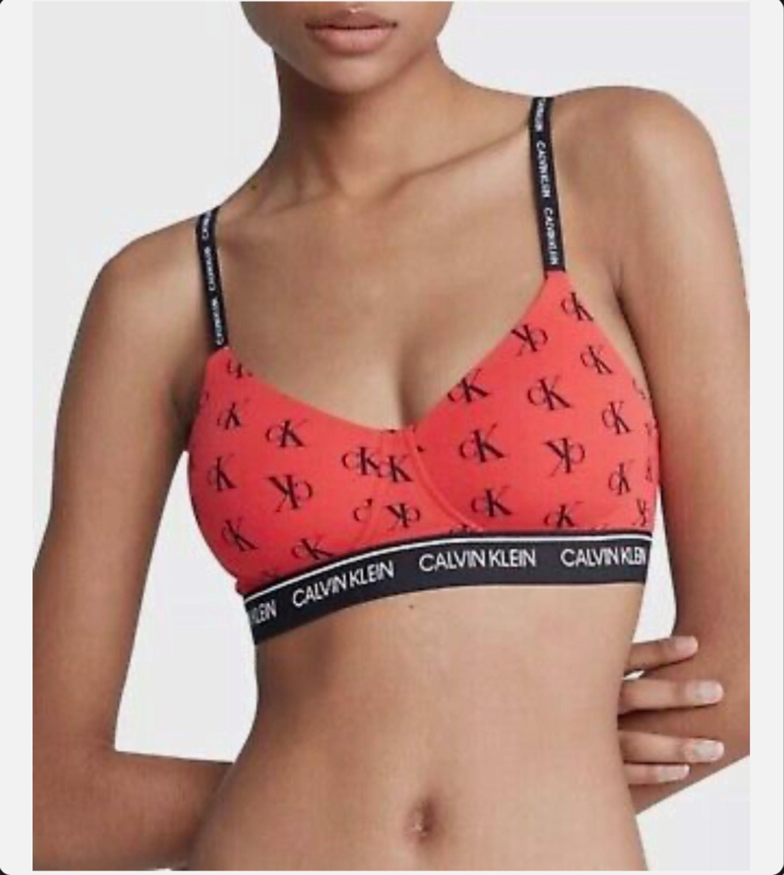 Calvin Klein Women's Ck One Cotton Wirefree Ck Standard Logo Sports Bra QF6094