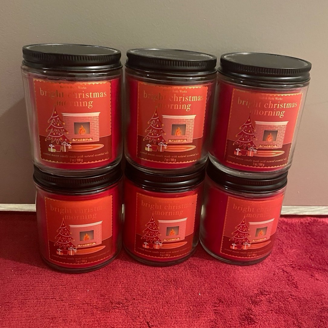BBW bright Christmas morning single wick candles x6