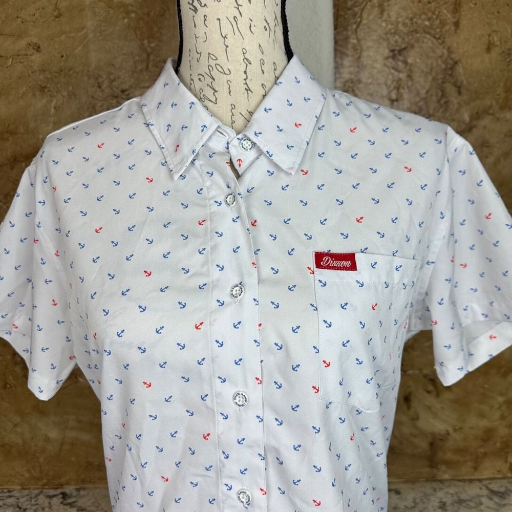 DIXXON Flannel Co Women's Large ShipWrecked Short-Sleeve Top Shirt Anchor