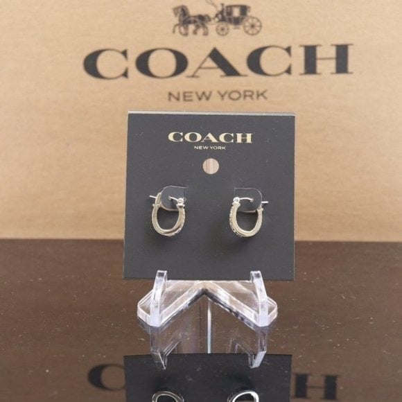 COACH♥Pave Signature Huggie Earrings ピアス F54497 Coach Pave Signature Huggie Earrings - Black/Silver - F54497