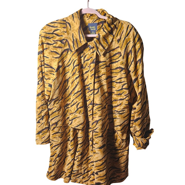 Dennis Basso Tiger Print Raincoat IX Nylon & Polyester Womens Coat