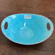 Tommy Bahama Serving Salad Bowl Rustic Crackle blue New Melamine
