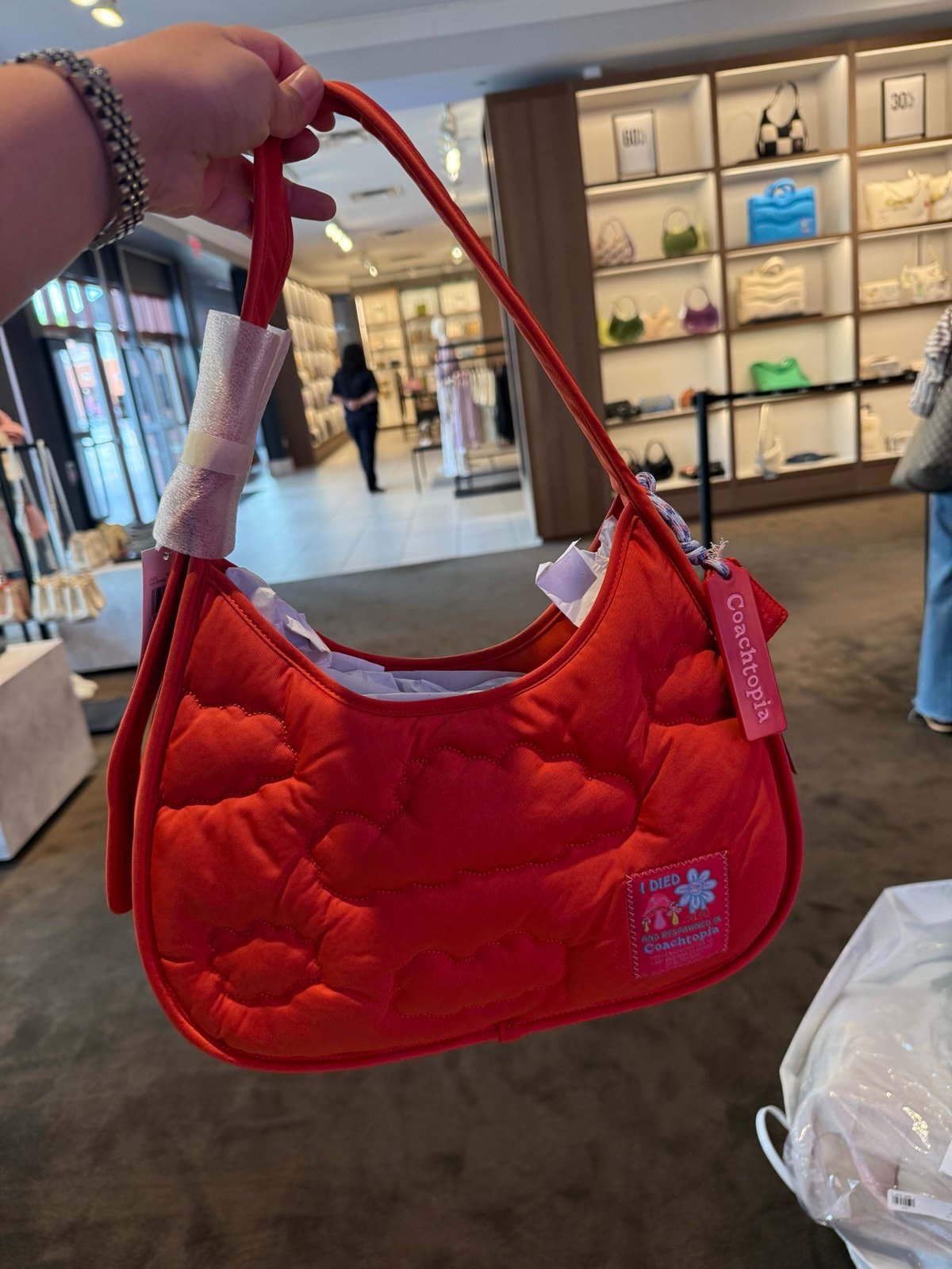 Coach Coachtopia Loop Ergo Bag With Cloud Quilting In Sun Orange CV875 NWT