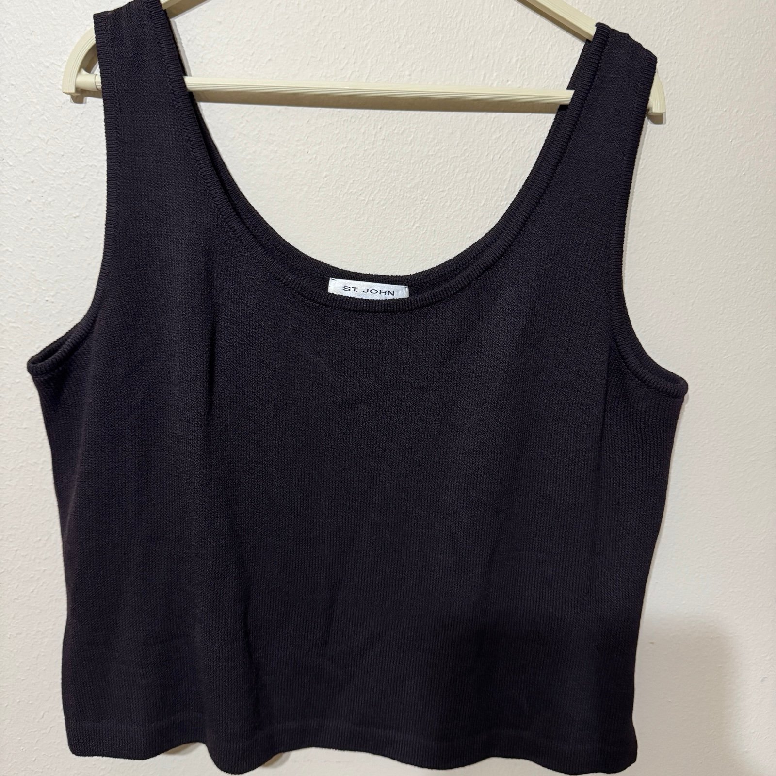 St. John Basic Women's Santana Knit Cami Tank Top Brown Size L Cropped Casual