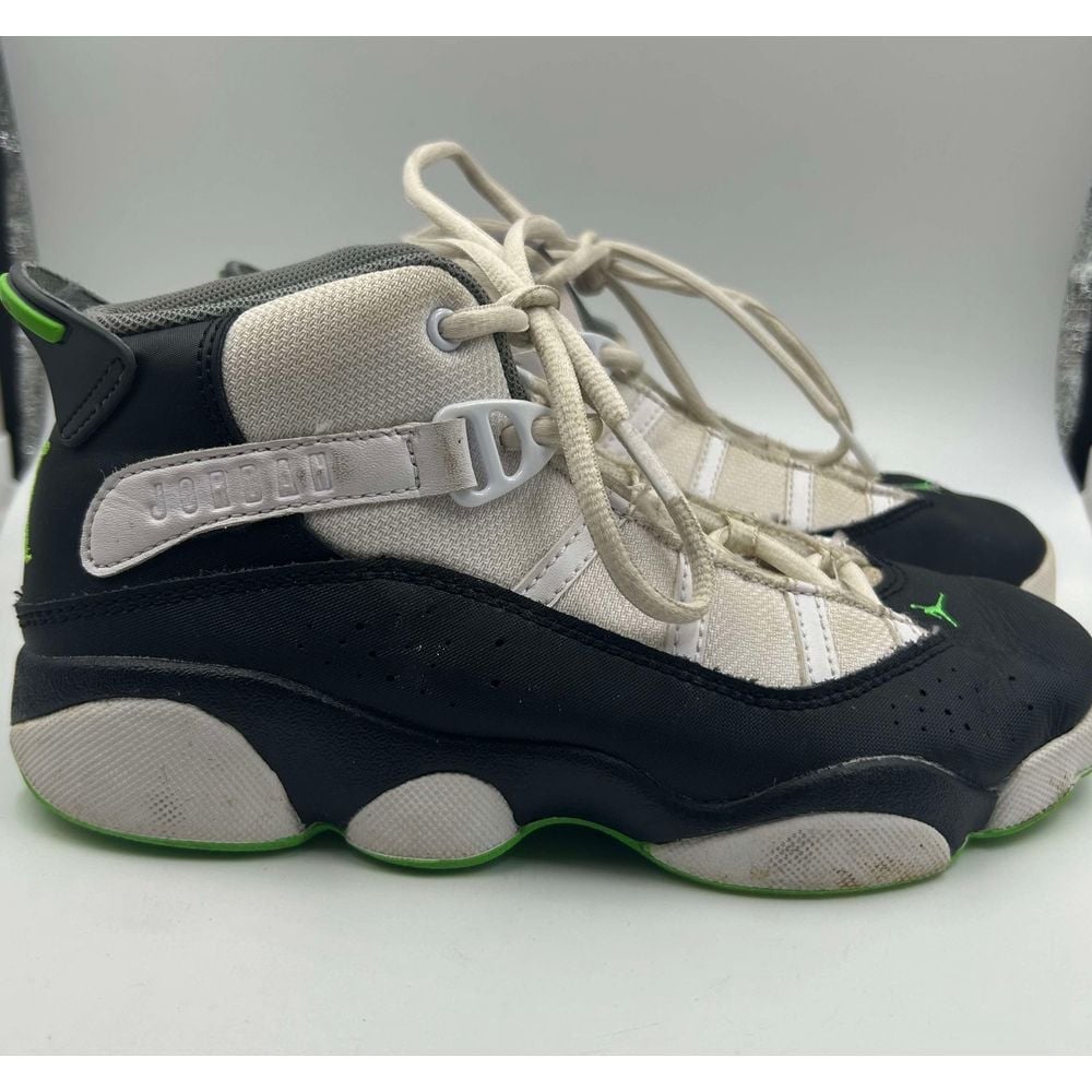 Air Jordan 6 Rings Black White Green Basketball Sneakers Kids Boys 3 youth