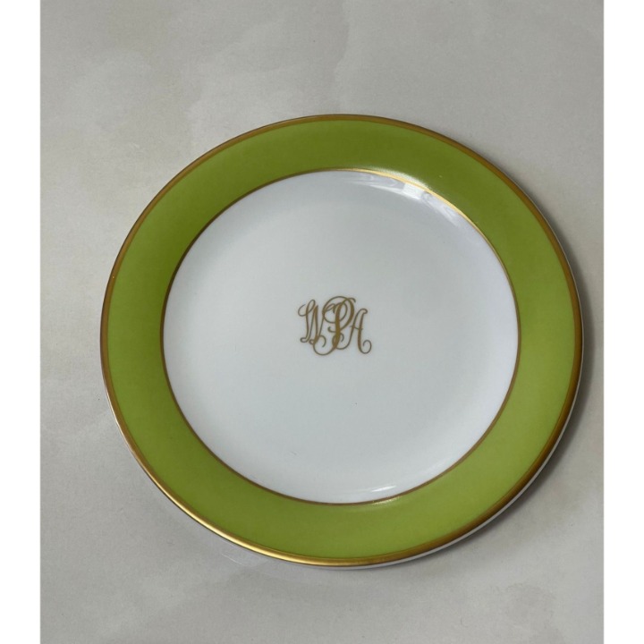 Pickard Signature Bread and Butter Plate Collection Gold Monogram Green Band 6