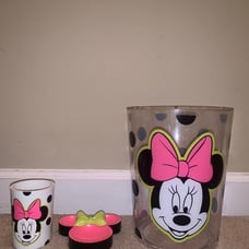 Minnie Mouse Neon Polka Dot Bathroom Set New