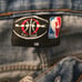 UNK NBA Teams Basketball Patches Y2K Baggy Denim Jeans Distressed Cut 38 Mens