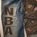 UNK NBA Teams Basketball Patches Y2K Baggy Denim Jeans Distressed Cut 38 Mens