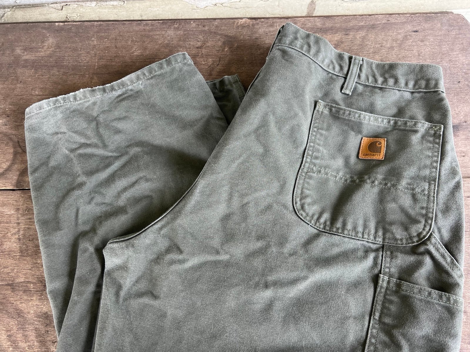Carhartt Dungare Fit Full Swing Work Pant Men 39x30-measured Army Canvas Utility