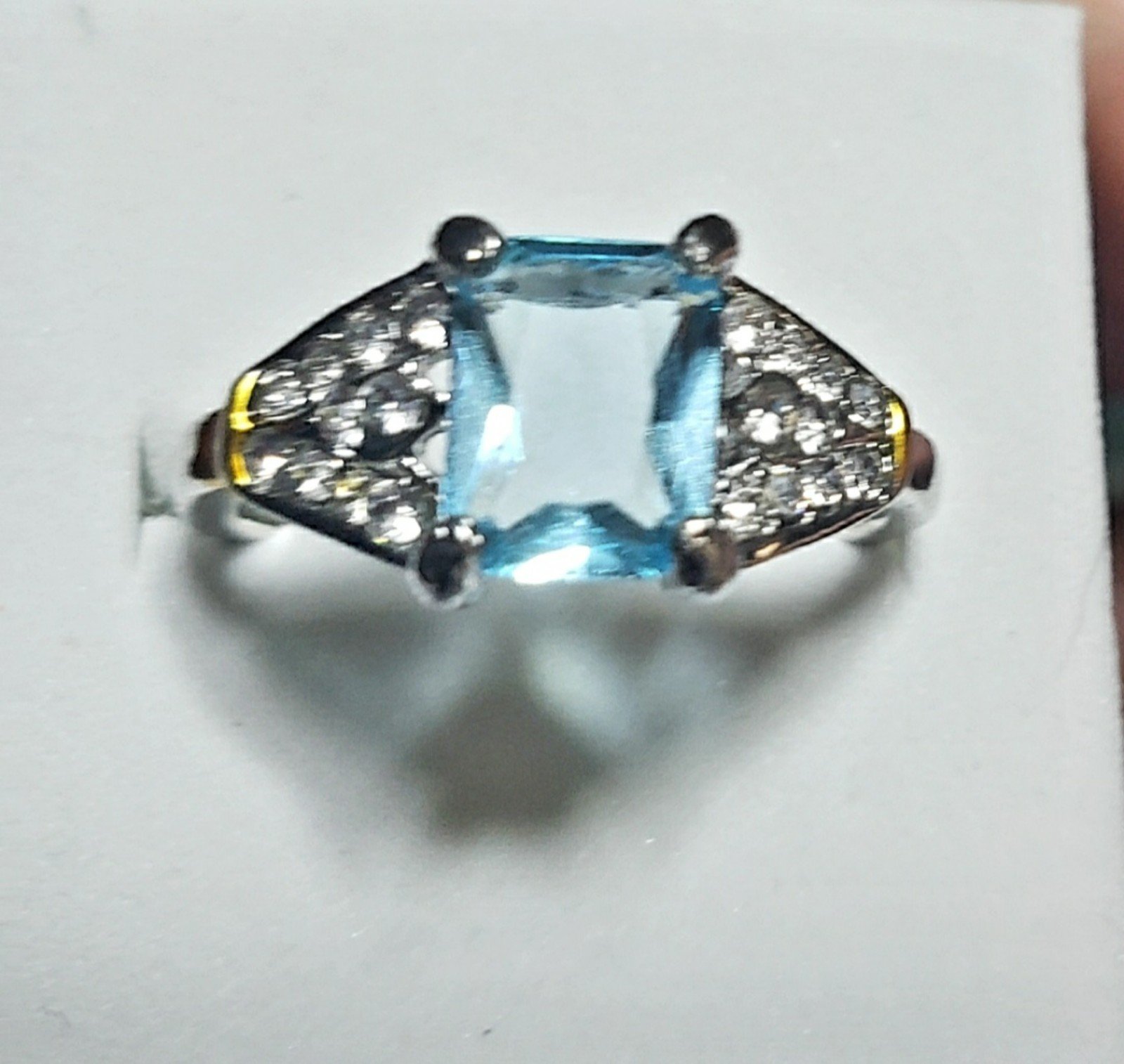 Radiant Cut Pure Royal Blue Topaz Ring